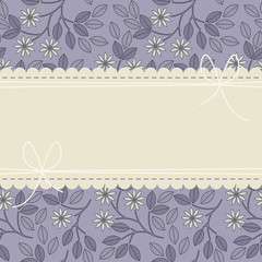 Beautiful lace frame with purple leaves and white flowers - 115379818