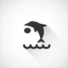 swimming  icon logo - silhouette vector illustration , Long shadow