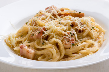 spaghetti carbonara closeup