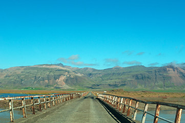 Islanda: la strada verso Hofn nella regione del ghiacciaio Vatnajokull il 20 agosto 2012