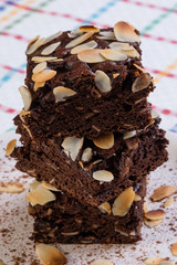 stack of brownies on white plate