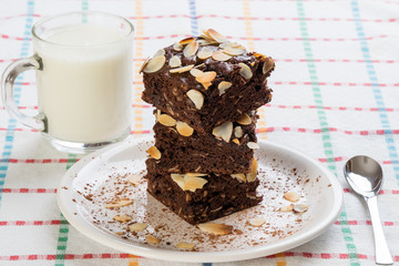 stack of brownies on white plate