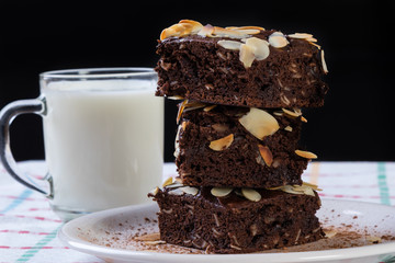stack of brownies on white plate