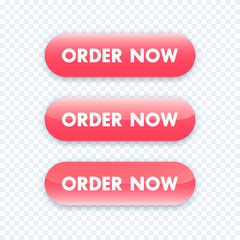 order now button for web design, red version, vector illustration