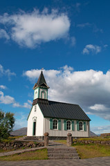 Islanda: la chiesa di Thingvellir, costruita nel 1859, il 29 agosto 2012. Thingvellir è parco...
