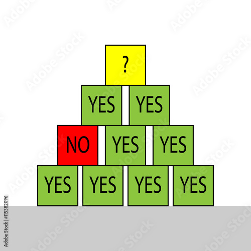 Select Yes No Question Mark Pyramid Made From Colored Cubes