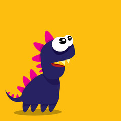 Vector cartoon funny dragon. Cartoon Dinosaur.