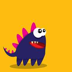 Vector cartoon funny dragon. Cartoon Dinosaur.