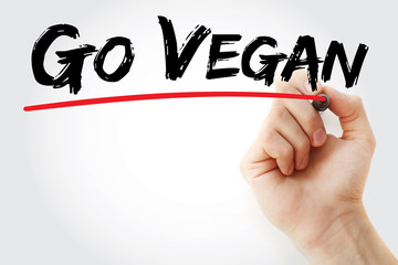 Hand writing Go Vegan with marker, concept background