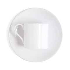 A mug and saucer isolated on a white background