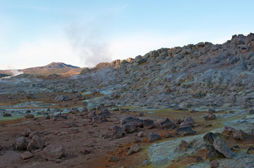 Islanda: le sorgenti termali e solforiche di Hverir, nella regione di Myvatn, il 28 agosto 2012