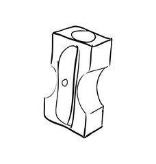 Instrument, creative and school supply concept represented by pencil sharpener icon. Isolated and sketch illustration.