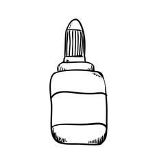 Instrument, creative and school supply concept represented by glue bottle icon. Isolated and sketch illustration.