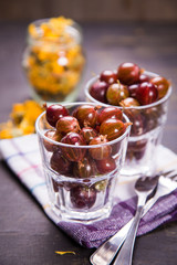 wet gooseberry in glass