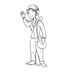 Obraz premium Person and cartoon concept represented by man icon. Isolated and sketch illustration 