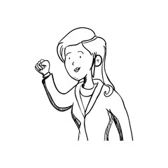 Person and cartoon concept represented by woman icon. Isolated and sketch illustration 