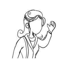 Person and cartoon concept represented by woman icon. Isolated and sketch illustration 