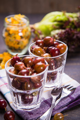 wet gooseberry in glass