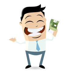 happy businessman with euro bill