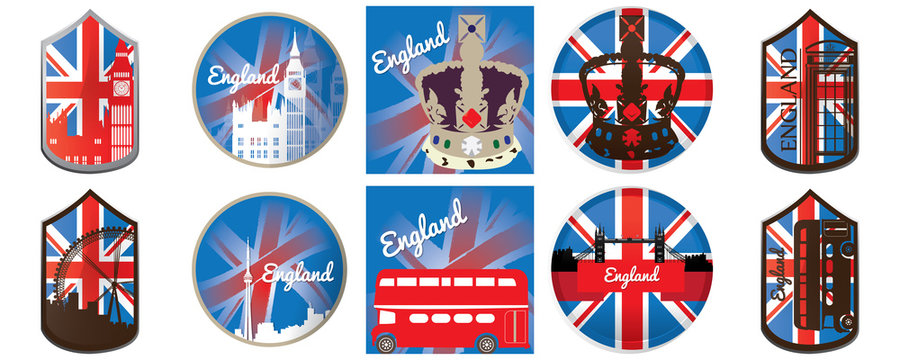 Set of england, vector illustration