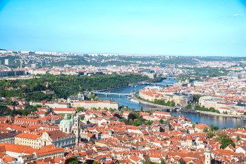 Fototapeta na wymiar View of Prague From Petrin Tower - Czech Republic