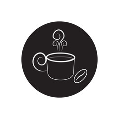 cup of coffee  black vector icon  in a black circle