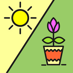 Flower in a pot. Shade-loving plants. Vector icon.