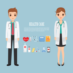 doctor occupation character health care with icon set