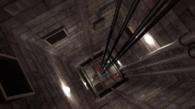 Elevator shaft lift shaft bunker vault safe nuclear machinery 4k

