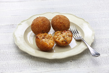 arancini di riso, fried risotto rice balls, italian sicilian food