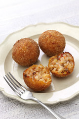 arancini di riso, fried risotto rice balls, italian sicilian food