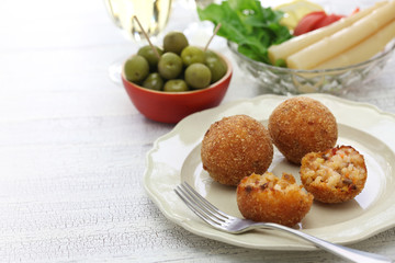arancini di riso, fried risotto rice balls, italian sicilian food