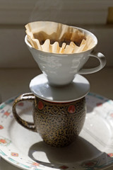 Steaming Cup of Pour Over Coffee