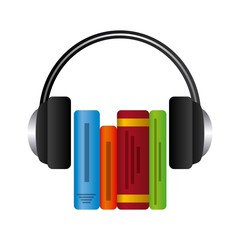 Book and Headphone icon. Audiobooks design. Vector graphic