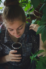 Girl drinks beverage