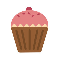 Sweet cup cake, food and dessert Isolated vector illustration