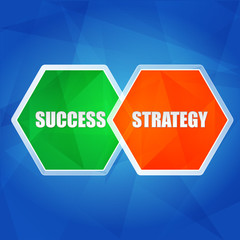 success and strategy in hexagons, flat design, vector