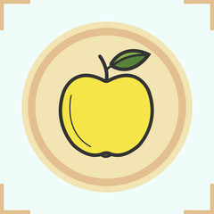 Yellow apple with leaf color icon