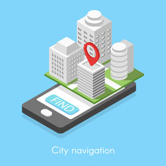 Obraz premium Isometric online city navigation.