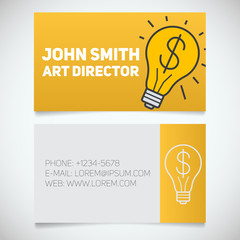 Business card print template with startup logo. Creative directo