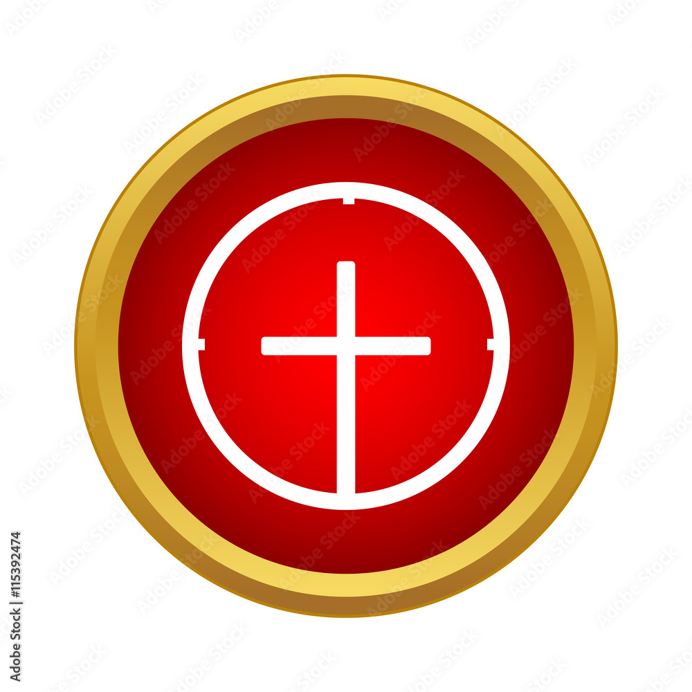 Poster target icon in simple style in red circle. attack symbol