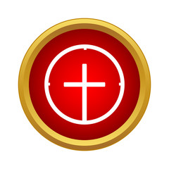 Fototapeta premium Target icon in simple style in red circle. Attack symbol