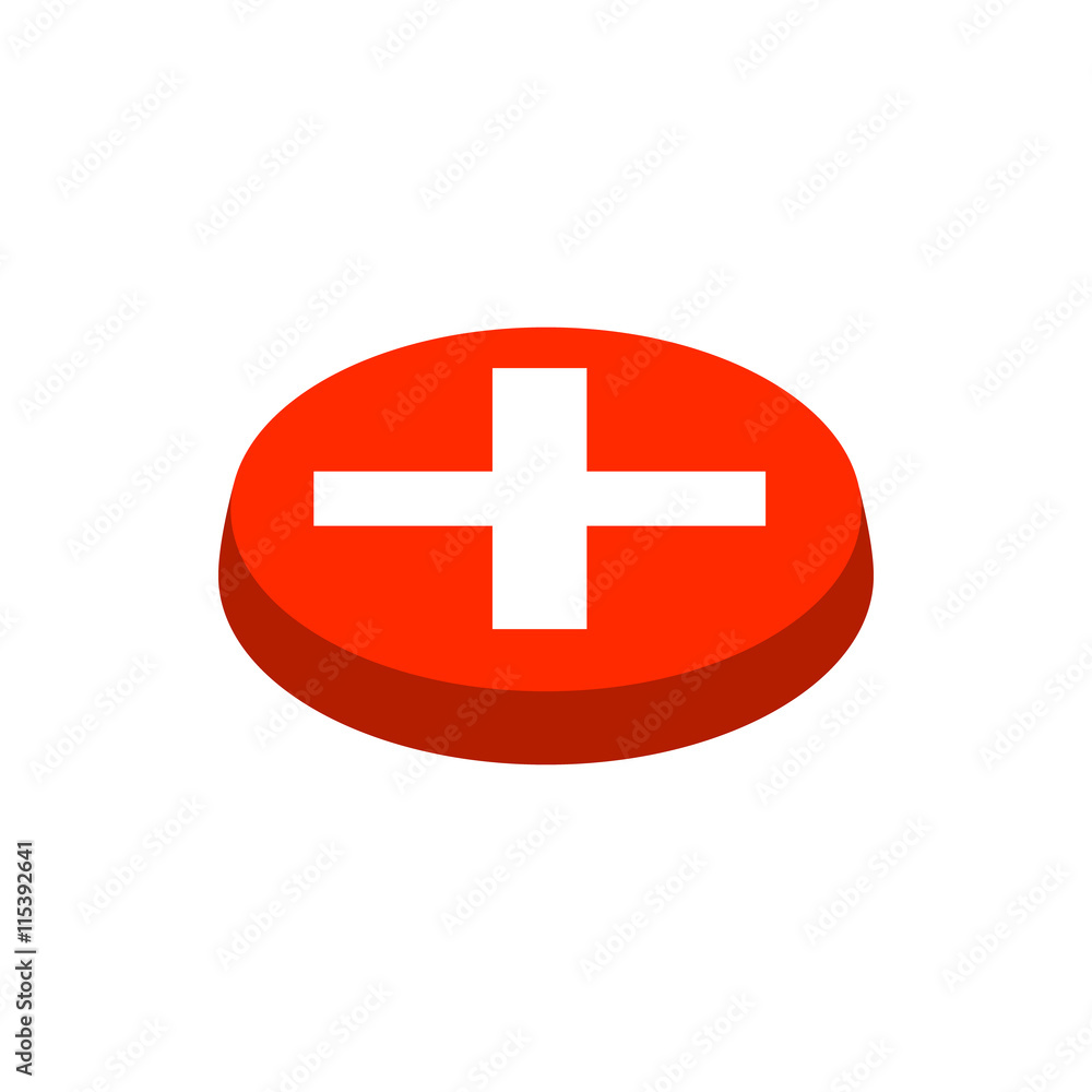 Poster cancel button icon in isometric 3d style isolated on white background. choice of action symbol