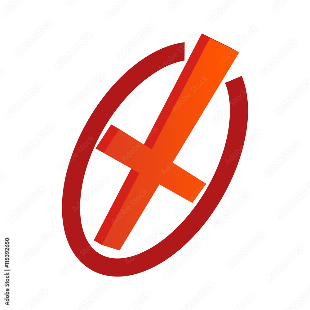 Poster cancel icon in isometric 3d style isolated on white background. choice of action symbol