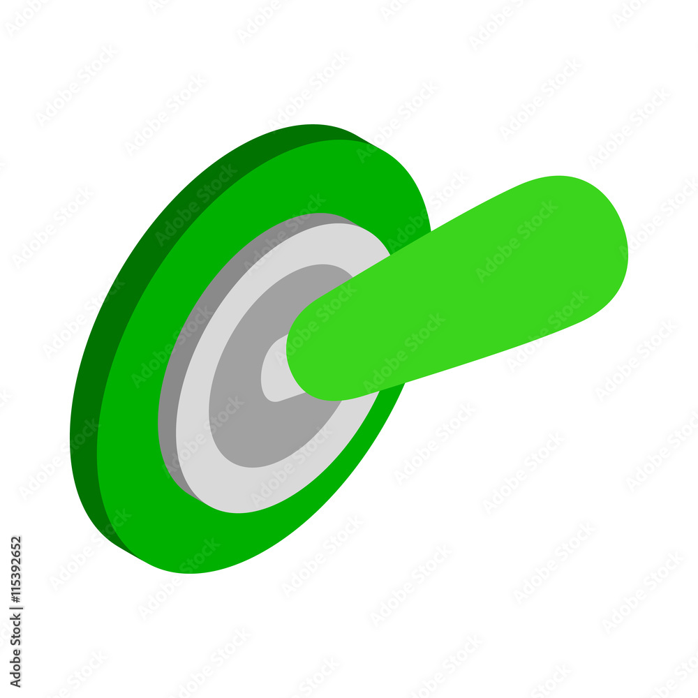 Poster switch on icon in isometric 3d style isolated on white background. control symbol