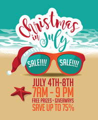 Christmas in July sale marketing template. EPS 10 vector.