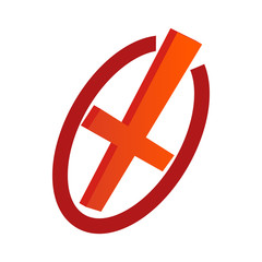Cancel icon in isometric 3d style isolated on white background. Choice of action symbol
