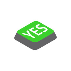 Click yes button icon in isometric 3d style isolated on white background. Choise symbol