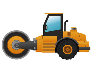 flat design steamroller machine icon vector illustration