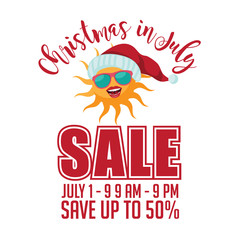 Christmas in July sale marketing template. EPS 10 vector.